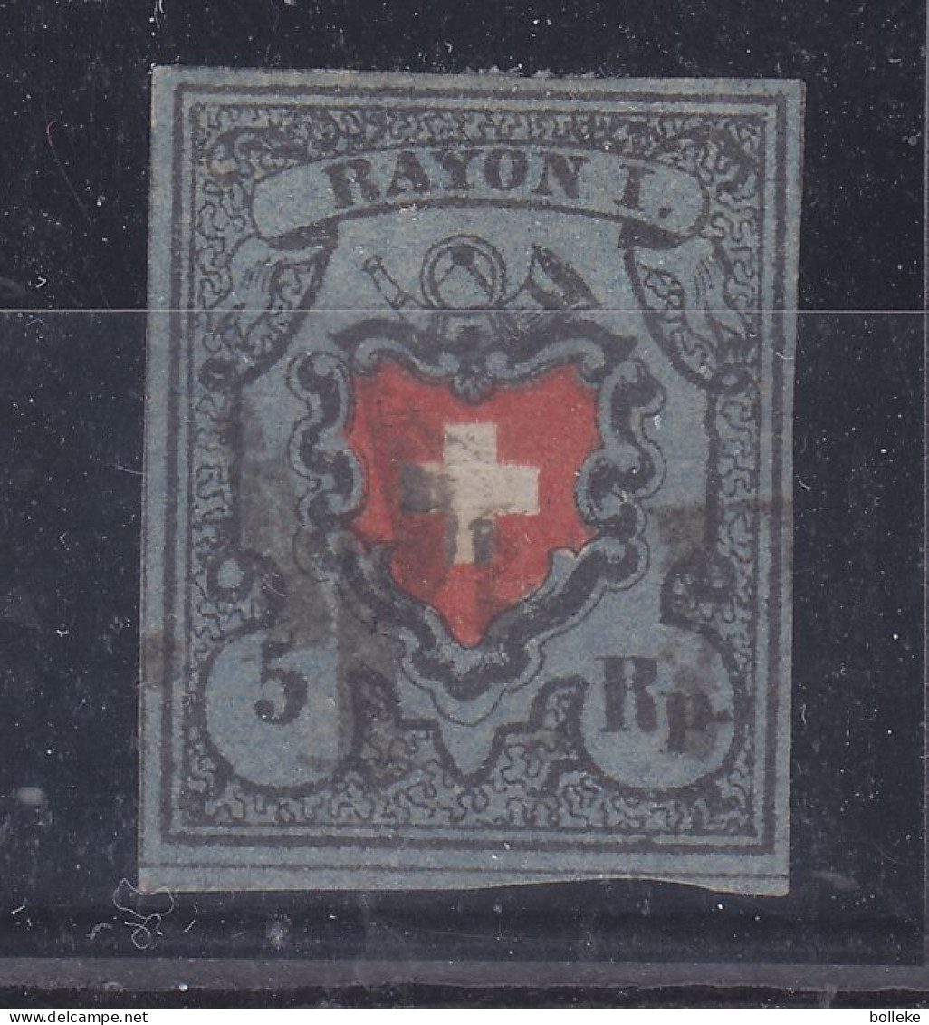 Suisse - Yvert 14 Oblitéré - Zumstein 15 II - Sans Filet Noir - Avec Certificat - Valeur 600 Euros - 1843-1852 Federal & Cantonal Stamps