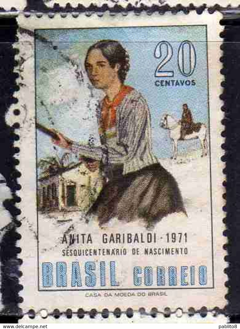 BRAZIL BRASIL BRASILE BRÉSIL 1971 ANITA GARIBALDI HEROINE IN LIBERATION 20cr USED USATO OBLITERE' - Gebruikt