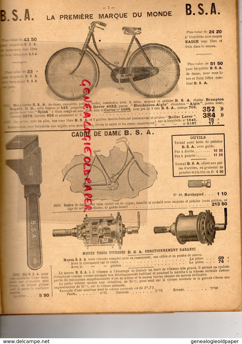 75- PARIS- RARE CATALOGUE MAISON E. DECOSSE -M. THUNN-FOURNITURES VELO-VELOCIPEDIE-1911-144 RUE CHEMIN VERT-CYCLISME RAC