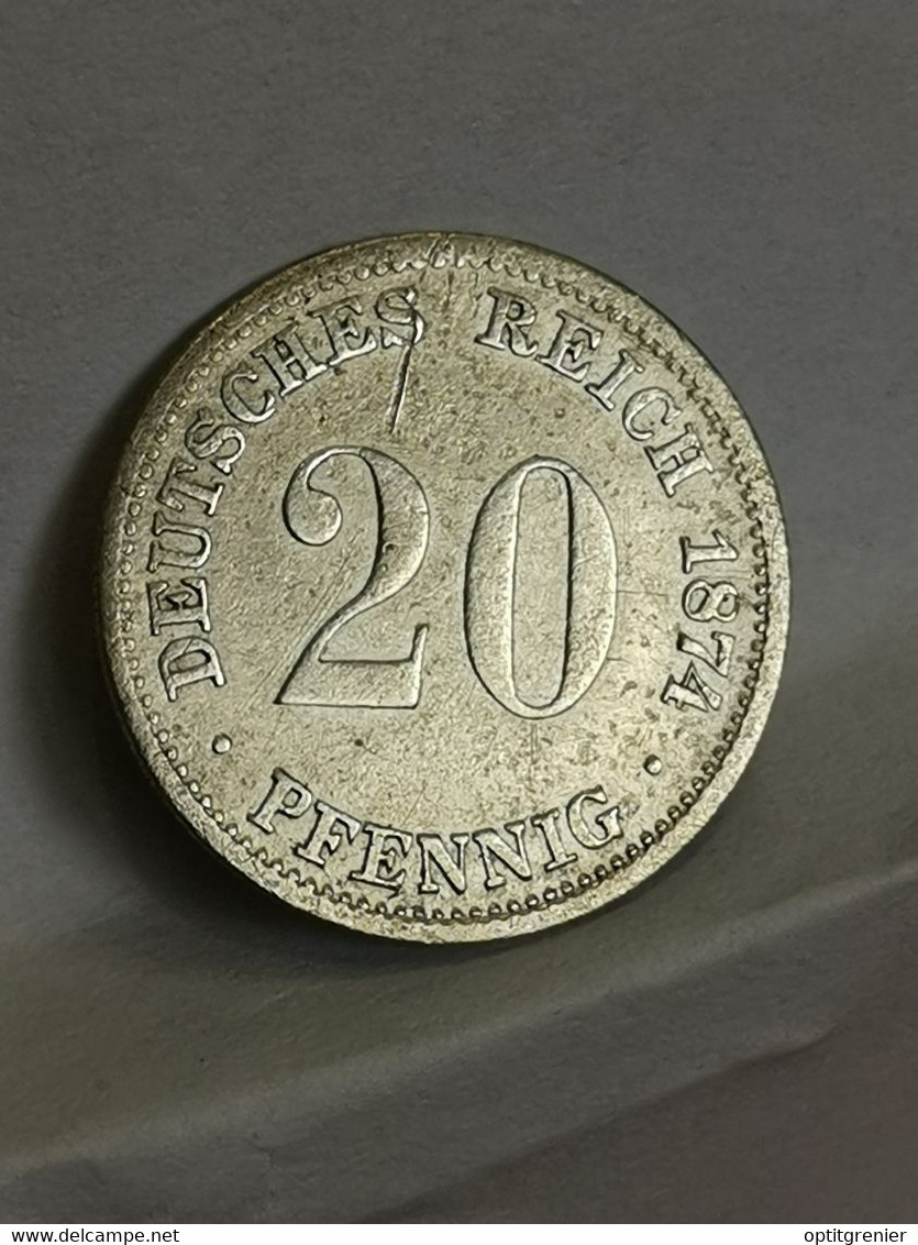 20 PFENNIG ARGENT 1874 G KARLSRUHE WILHELM I TYPE 1 PETIT AIGLE ALLEMAGNE / GERMANY SILVER - 20 Pfennig