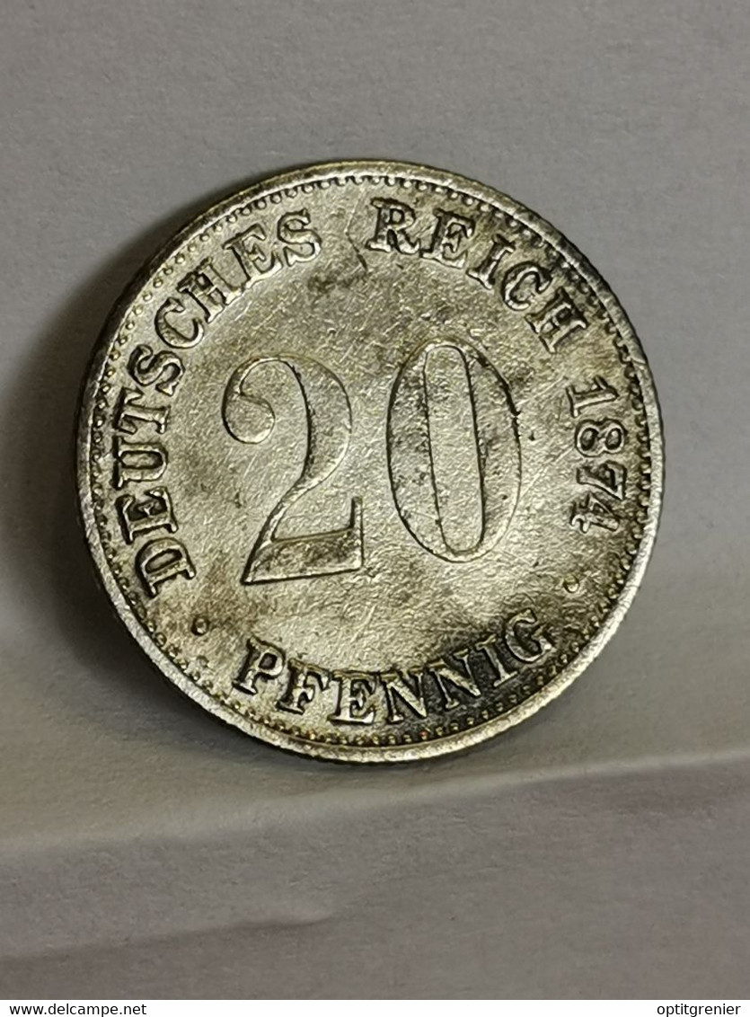 20 PFENNIG ARGENT 1874 C FRANCFORT SUR LE MAIN WILHELM I TYPE 1 PETIT AIGLE ALLEMAGNE / GERMANY SILVER - 20 Pfennig