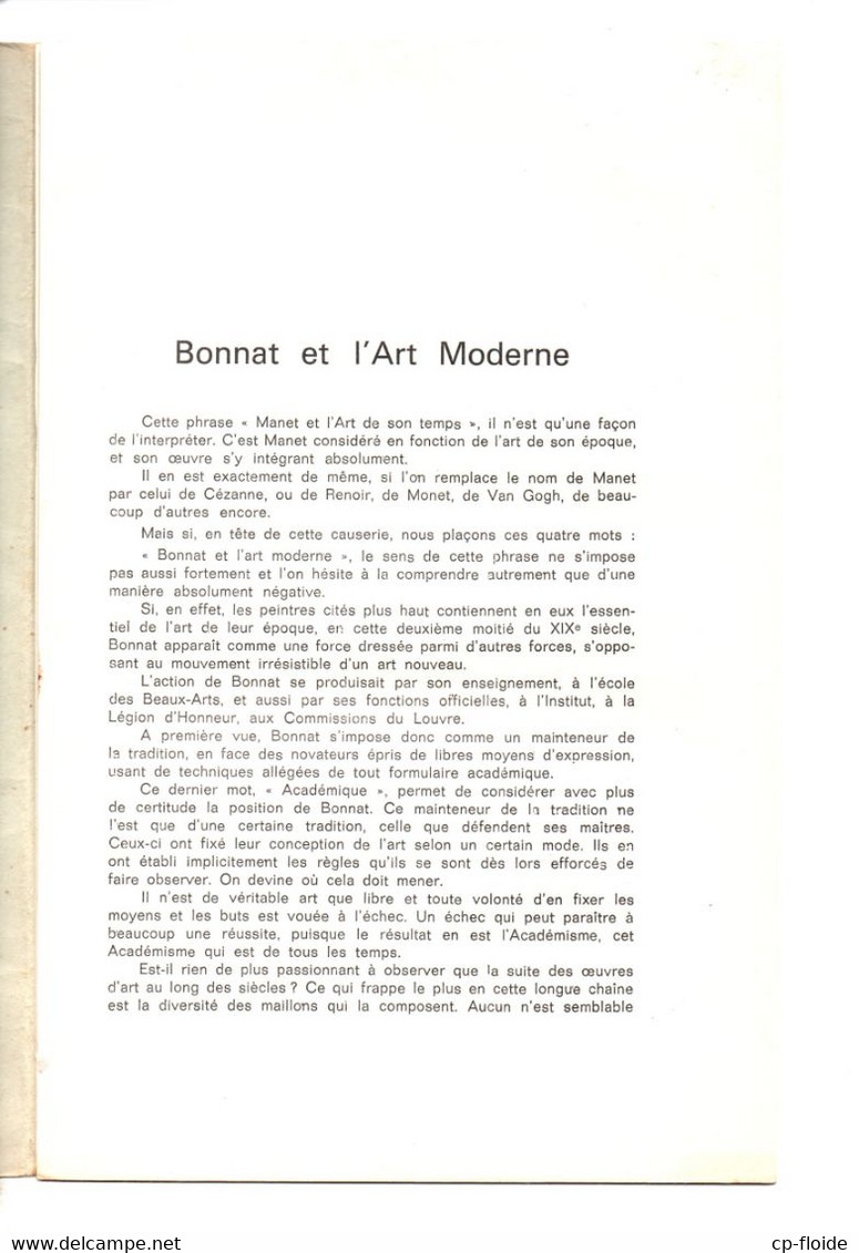 PAYS BASQUE . BAYONNE . " BONNAT ET L'ART MODERNE " PAR H. JEANPIERRE - Ref. N°866F - - Pays Basque