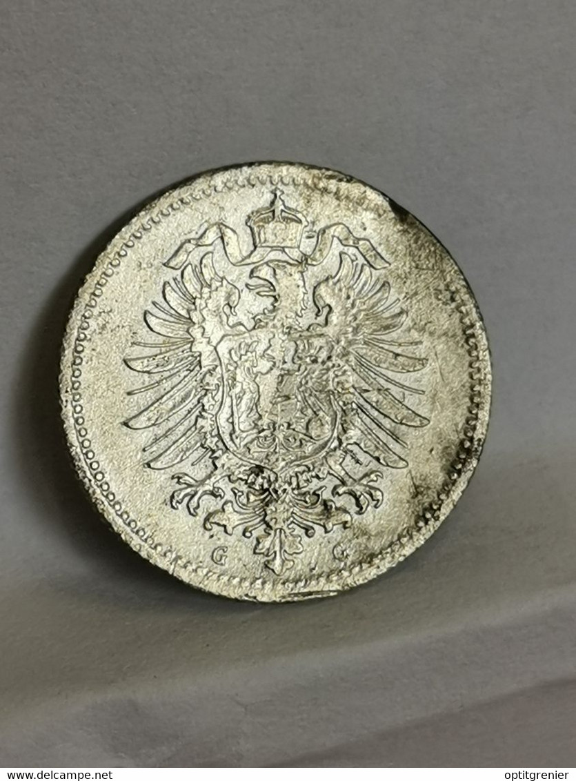 20 PFENNIG ARGENT 1876 G KARLSRUHE WILHELM I TYPE 1 PETIT AIGLE ALLEMAGNE / GERMANY SILVER / UN PEU TORDUE - 20 Pfennig