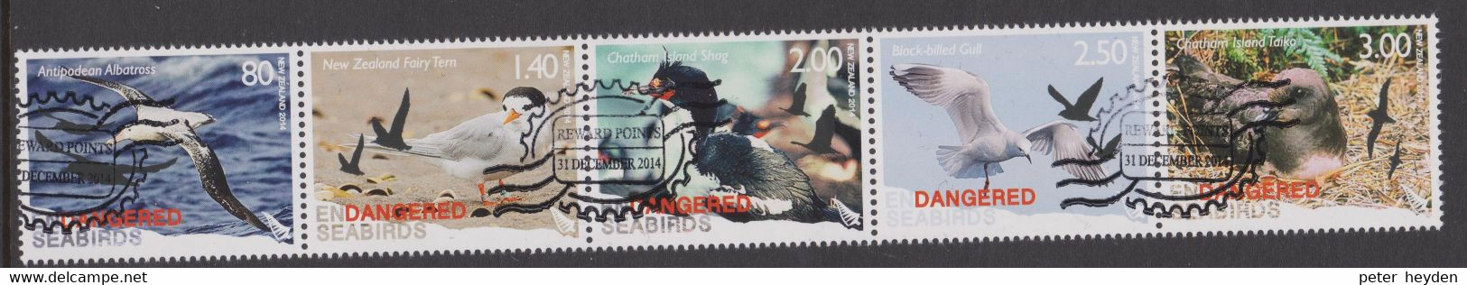 NEW ZEALAND 2014 Endangered Birds CTO Strip Mi. 3170 / 4 ~ Seagull, Albatross, Swallow - Gebruikt