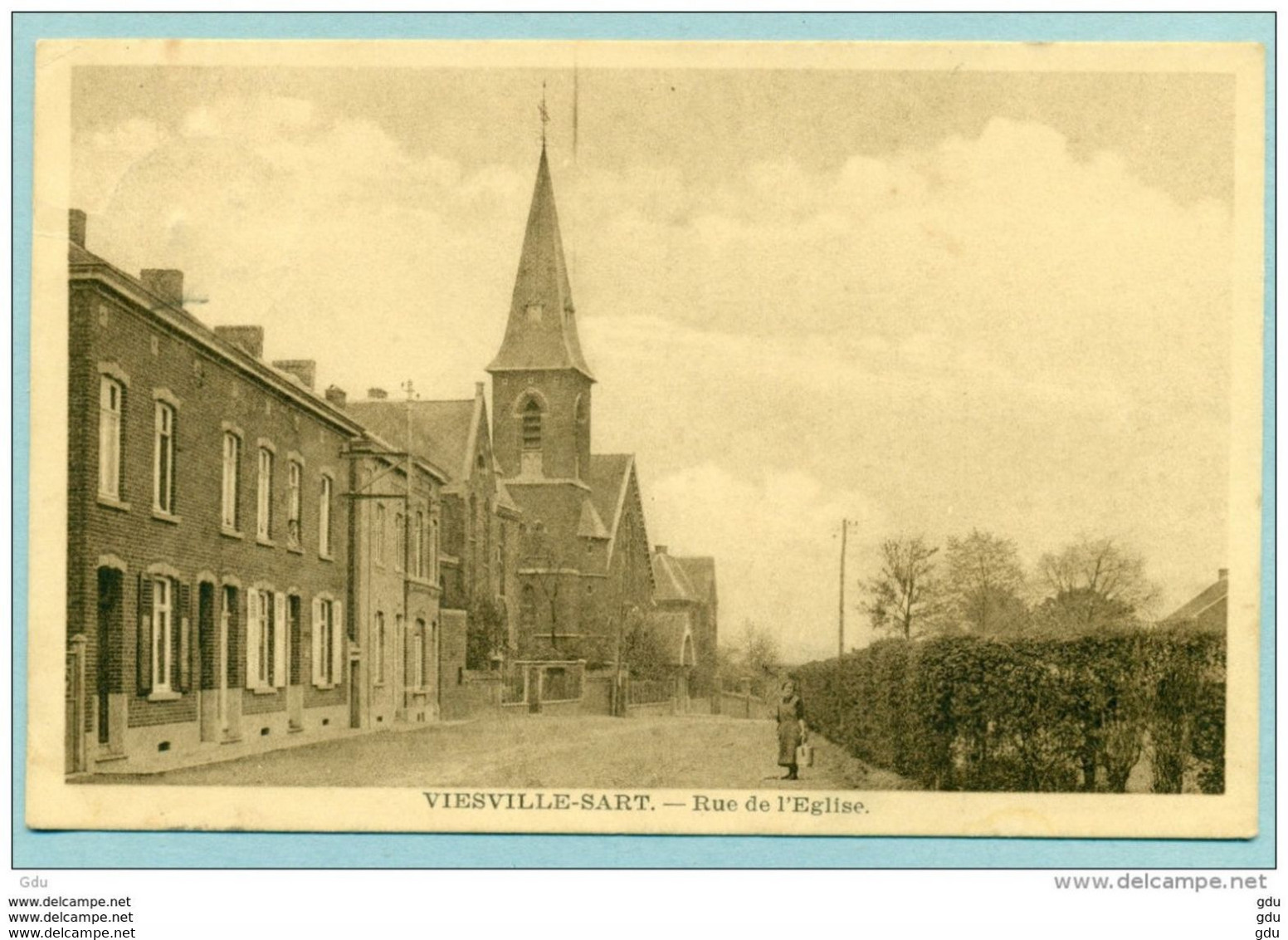 Viesville Sart Rue De L'église - Voyagé 1937 - TB - Pont-a-Celles
