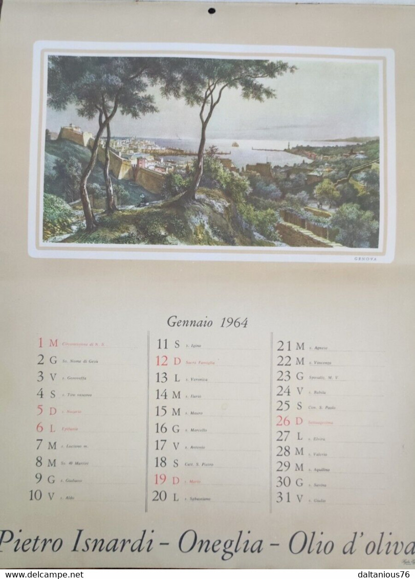 Calendario Da Parete 1964 Olio Pietro Isnardi Oneglia Liguria Antica - Big : 1961-70