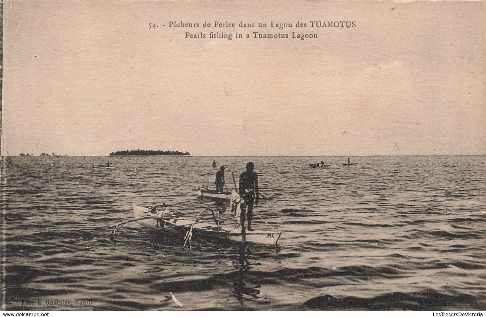 Tahiti - Tuamotus - Pêcheurs De Perles Dans Un Lagon Des Tuamotus - Edit. Gauthier - Animé - Carte Postale Ancienne - Tahiti