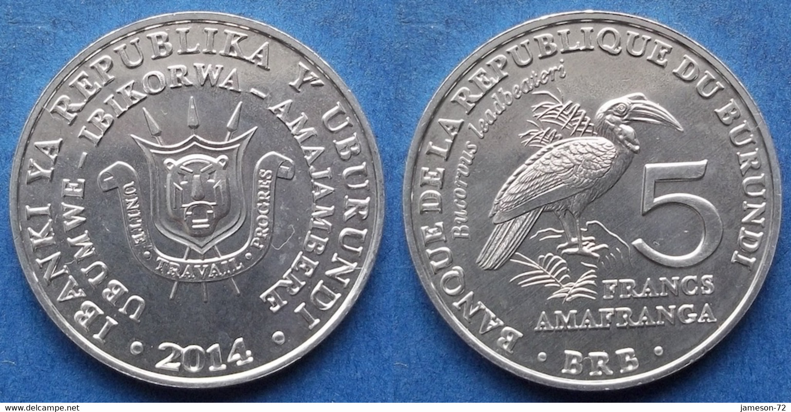 BURUNDI - 5 Francs 2014 "Bucorvus Leadbeateri" KM# 29 Republic (1966) - Edelweiss Coins - Burundi