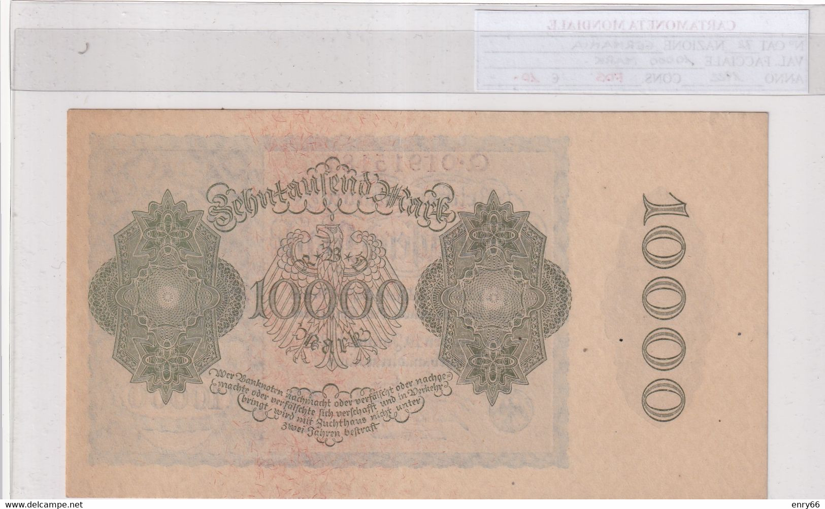 GERMANIA 10000 MARK 1922 P72 - 10000 Mark