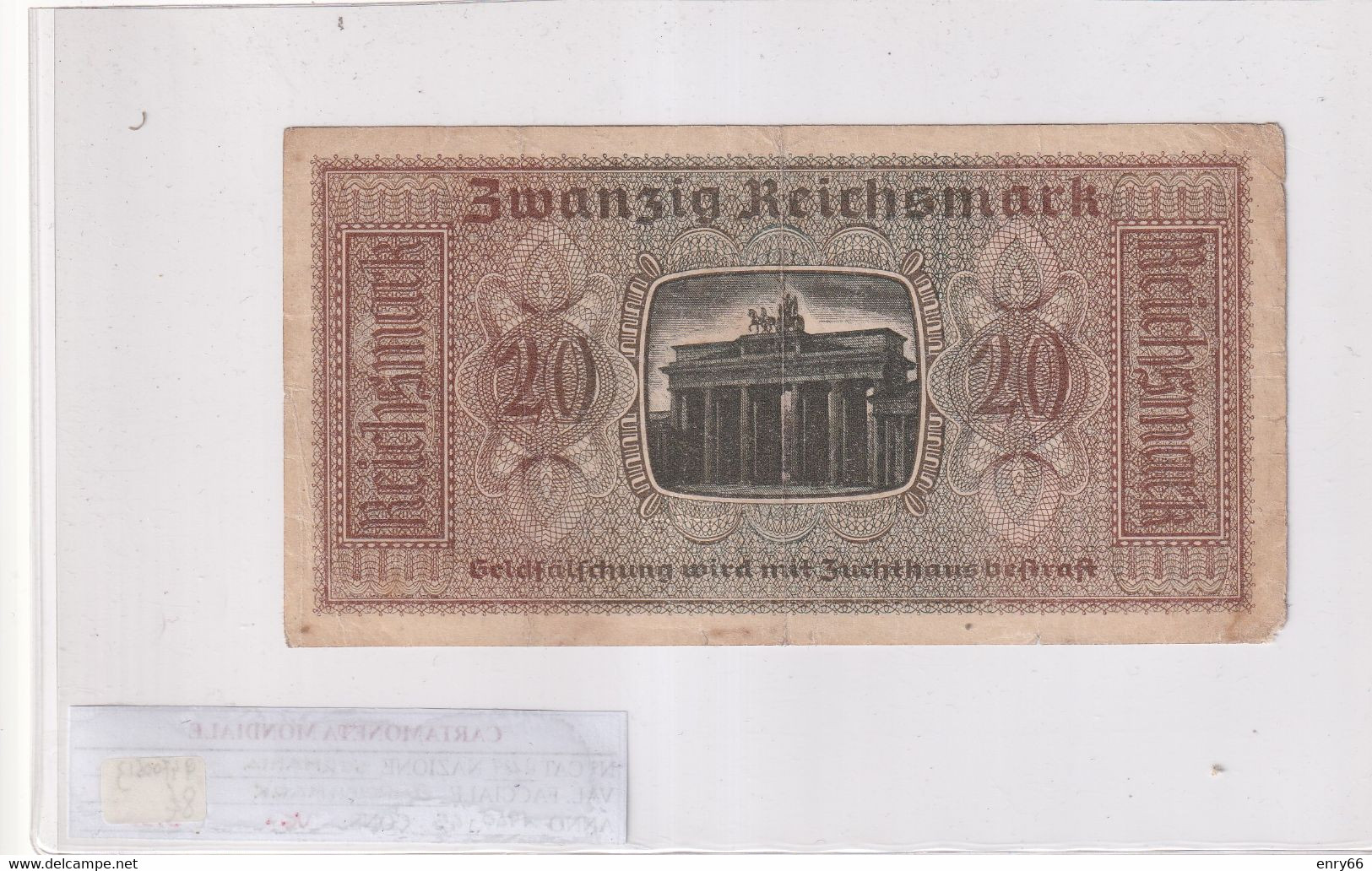 GERMANIA 20 REICHSMARK 1940  P R139 - 20 Reichsmark