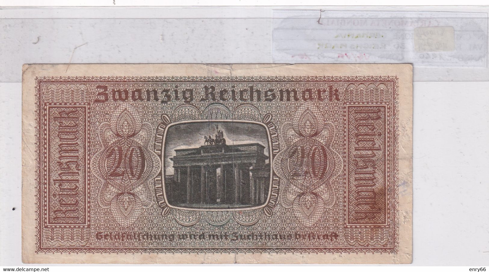 GERMANIA 20 REICHSMARK 1940  P R139 - 20 Reichsmark