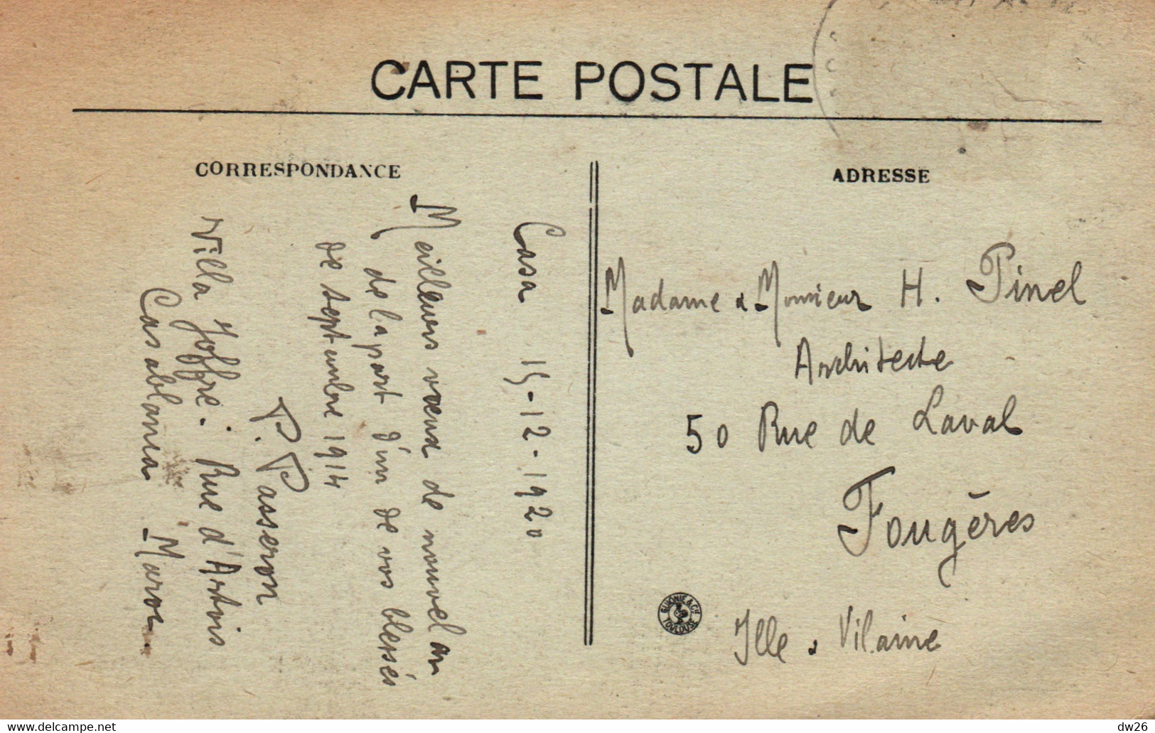 Casablanca: Le Jardin Public Et La Subdivision - Edition Kricorian - Carte De 1920 - Casablanca