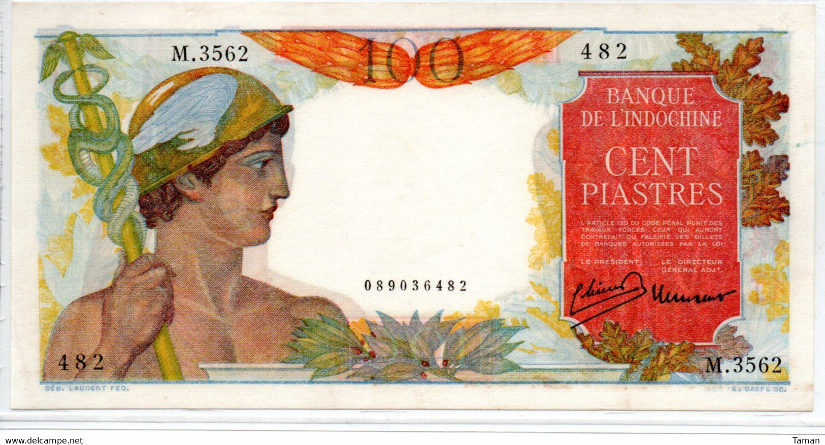 INDOCHINE   -  100  Piastres   Nd(1949)   -   AUNC - Indochina