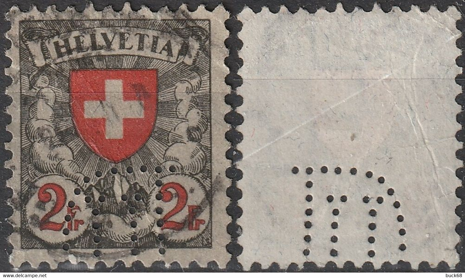 SUISSE  211 (o) Croix Suisse Perforé Perfin Lochung Gelocht (CV > 9 €) - Gezähnt (perforiert)