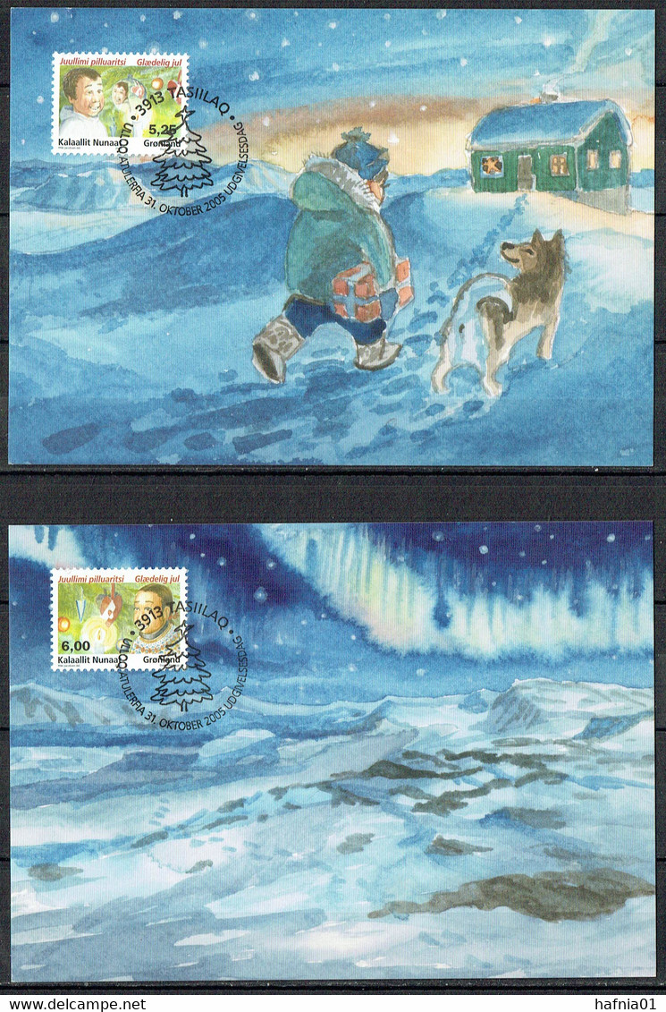 Greenland 2005. Christmas. Michel 450 - 451 Maxi Cards. - Maximumkarten (MC)