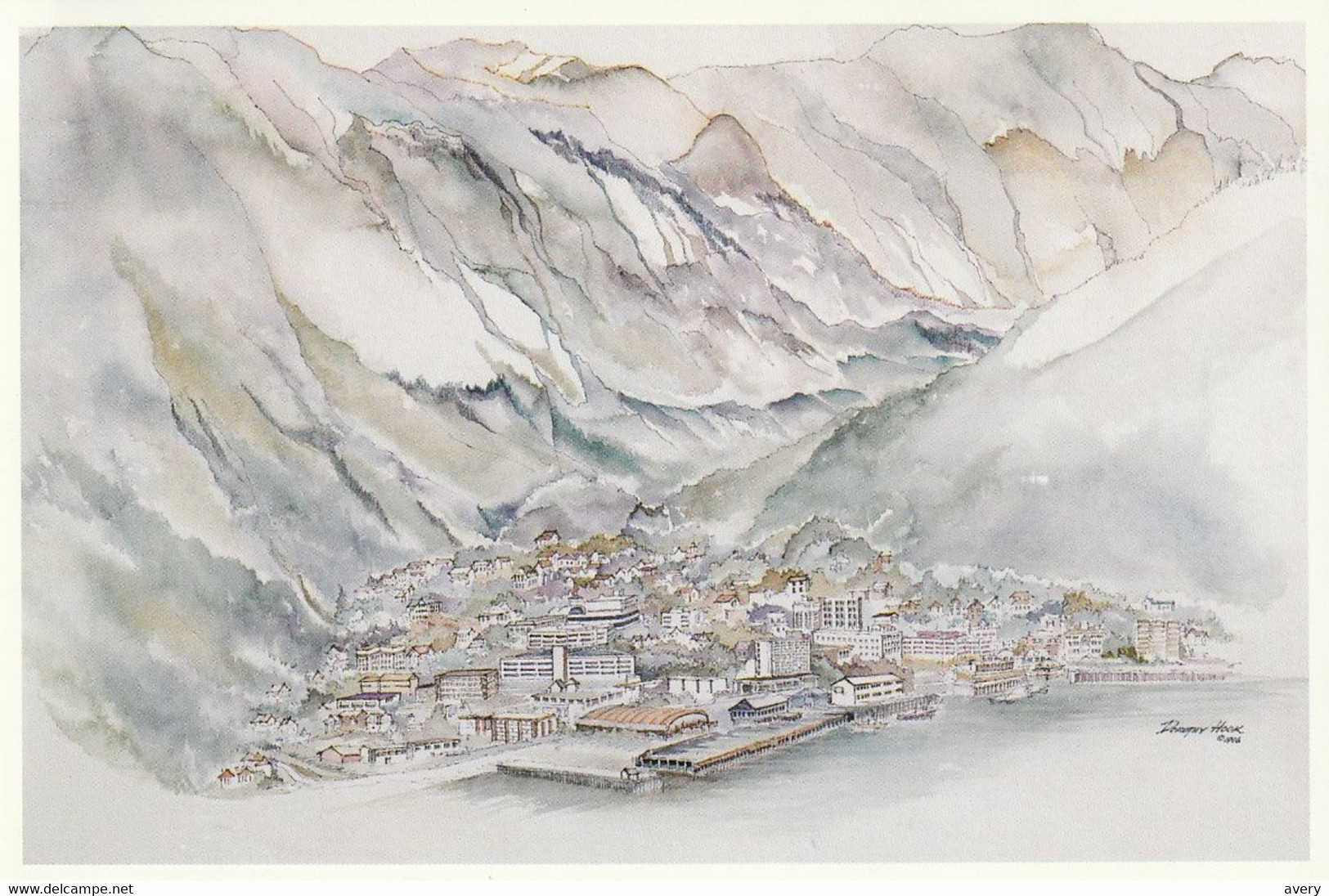 Juneau, Capital Of Alaska Bordered By Gastineau Channel And Coast Range  From Original Watercolor By Dorothy Hook - Juneau
