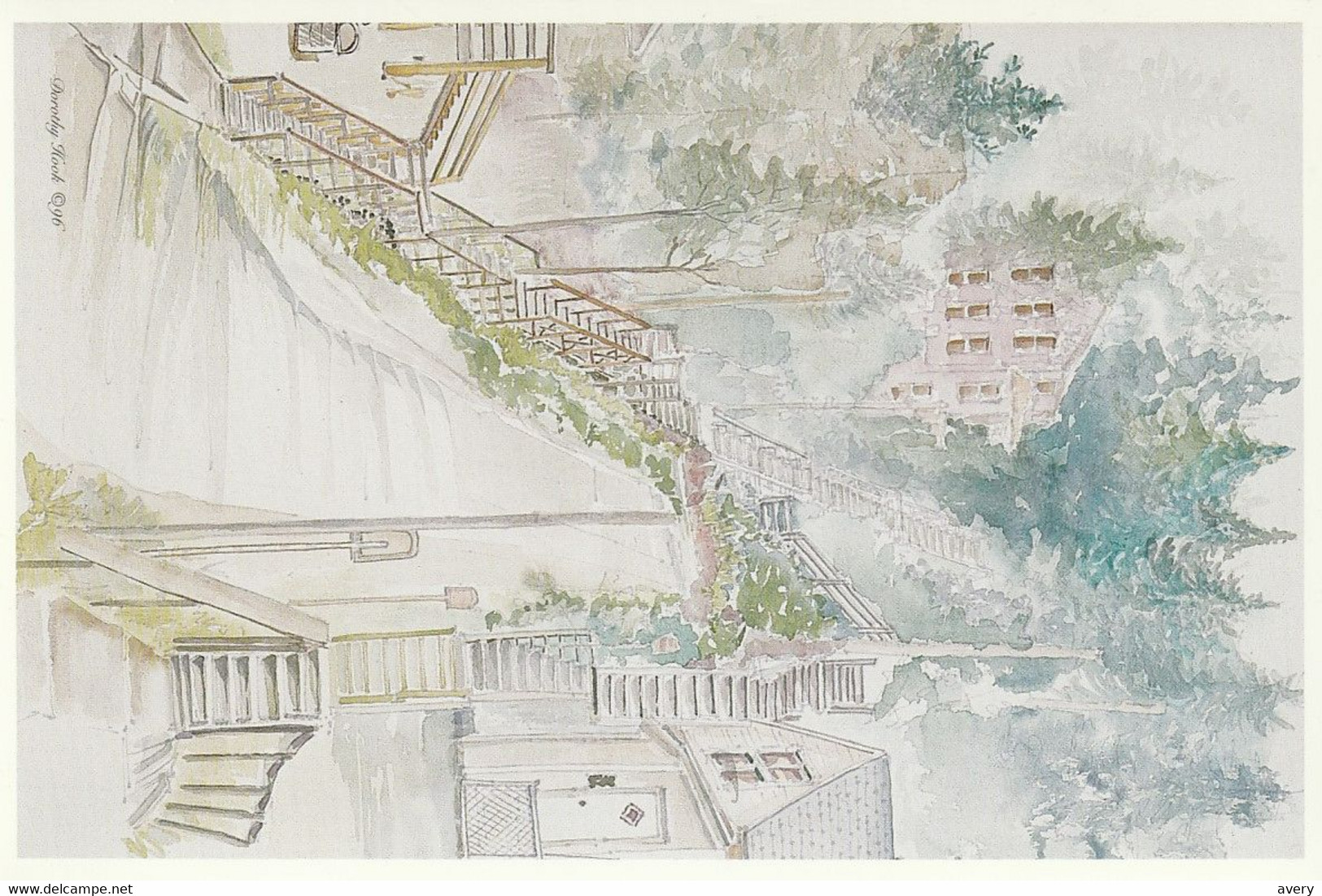 Juneau Steps Steps Of All Sizes And Colors Weave Between Hillside Houses  From Original Watercolor By Dorothy Hook - Juneau