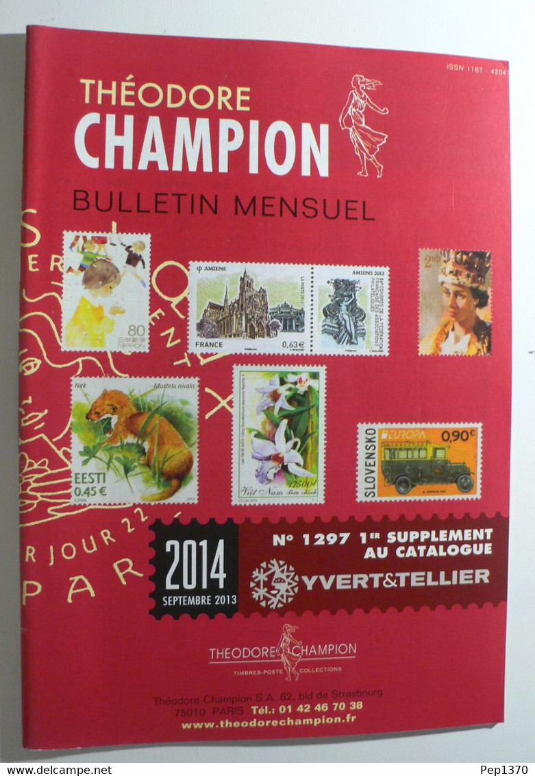 BULLETIN MENSUEL DE THEODERE CHAMPION 2014 (YVERT TELLIER) SEPTEMBRE 2013 - Nº 1297 - France