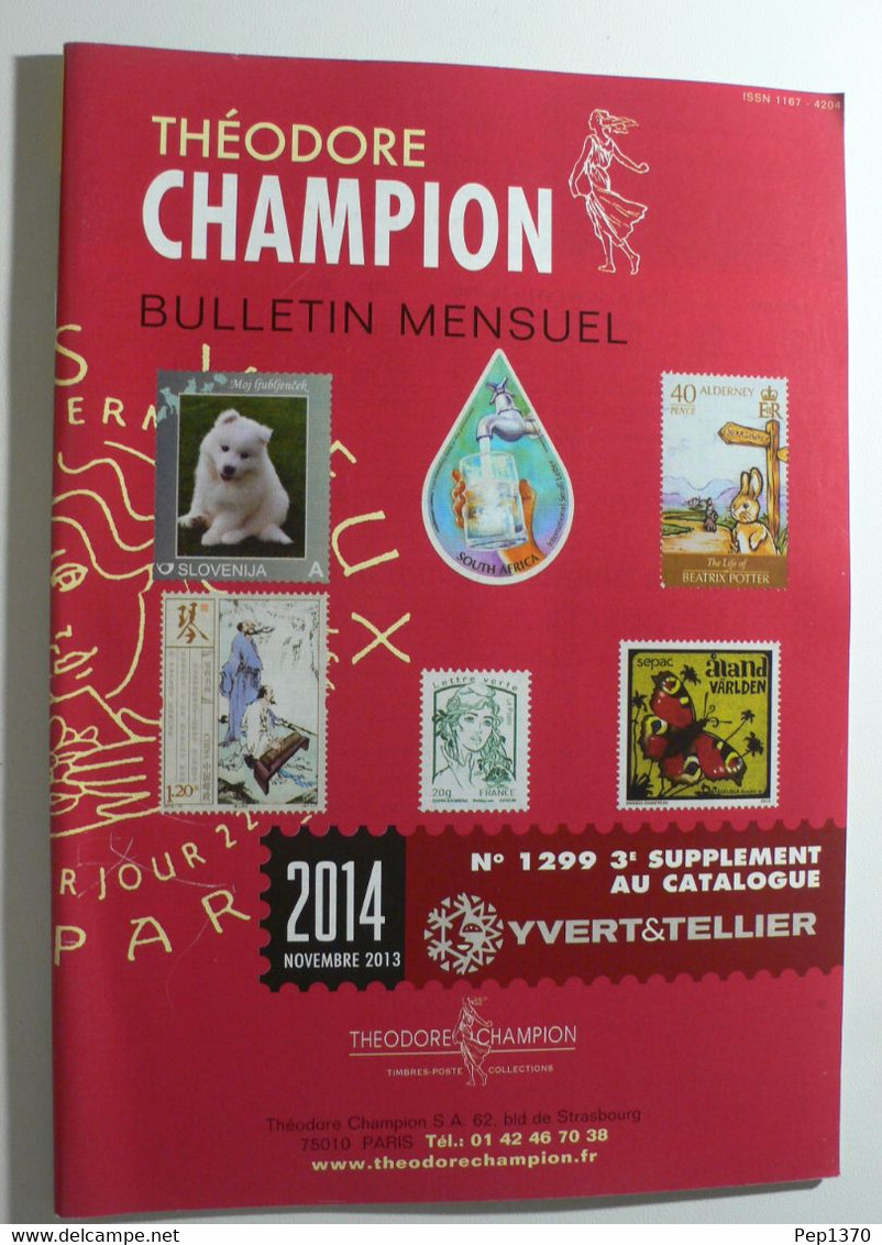 BULLETIN MENSUEL DE THEODERE CHAMPION 2014 (YVERT TELLIER) NOVEMBRE 2013 - Nº 1299 - Frankrijk