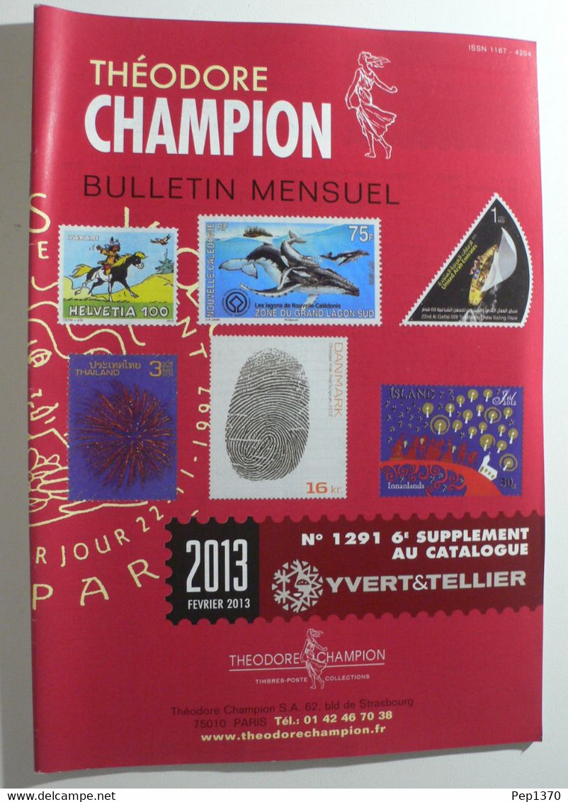 BULLETIN MENSUEL DE THEODERE CHAMPION 2013 (YVERT TELLIER) FEVRIER 2013 - Nº 1291 - Frankrijk