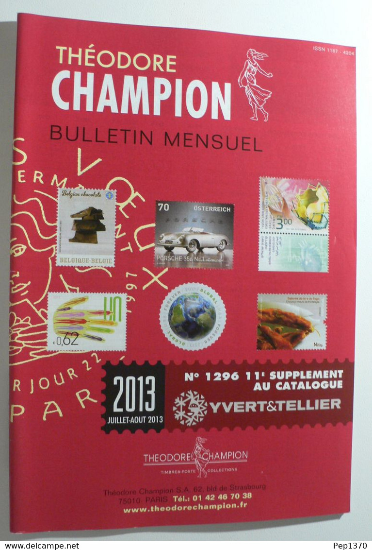 BULLETIN MENSUEL DE THEODERE CHAMPION 2013 (YVERT TELLIER) JUILLET-AOUT 2013 - Nº 1296 - Francia