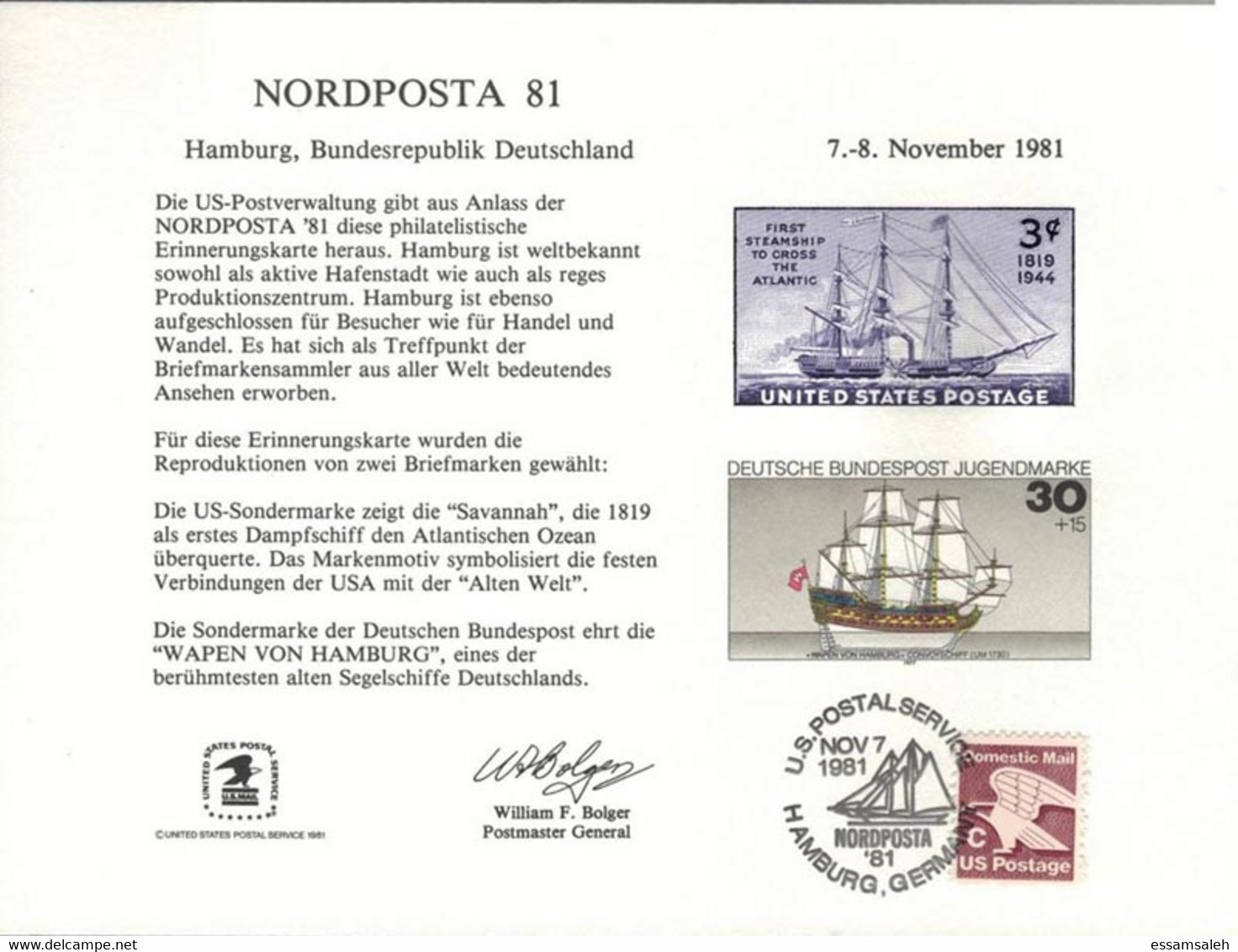 USs31110 USA / Austria 1981 Souvenir Card - FDI - Nordposta 81 - Cartoline Ricordo