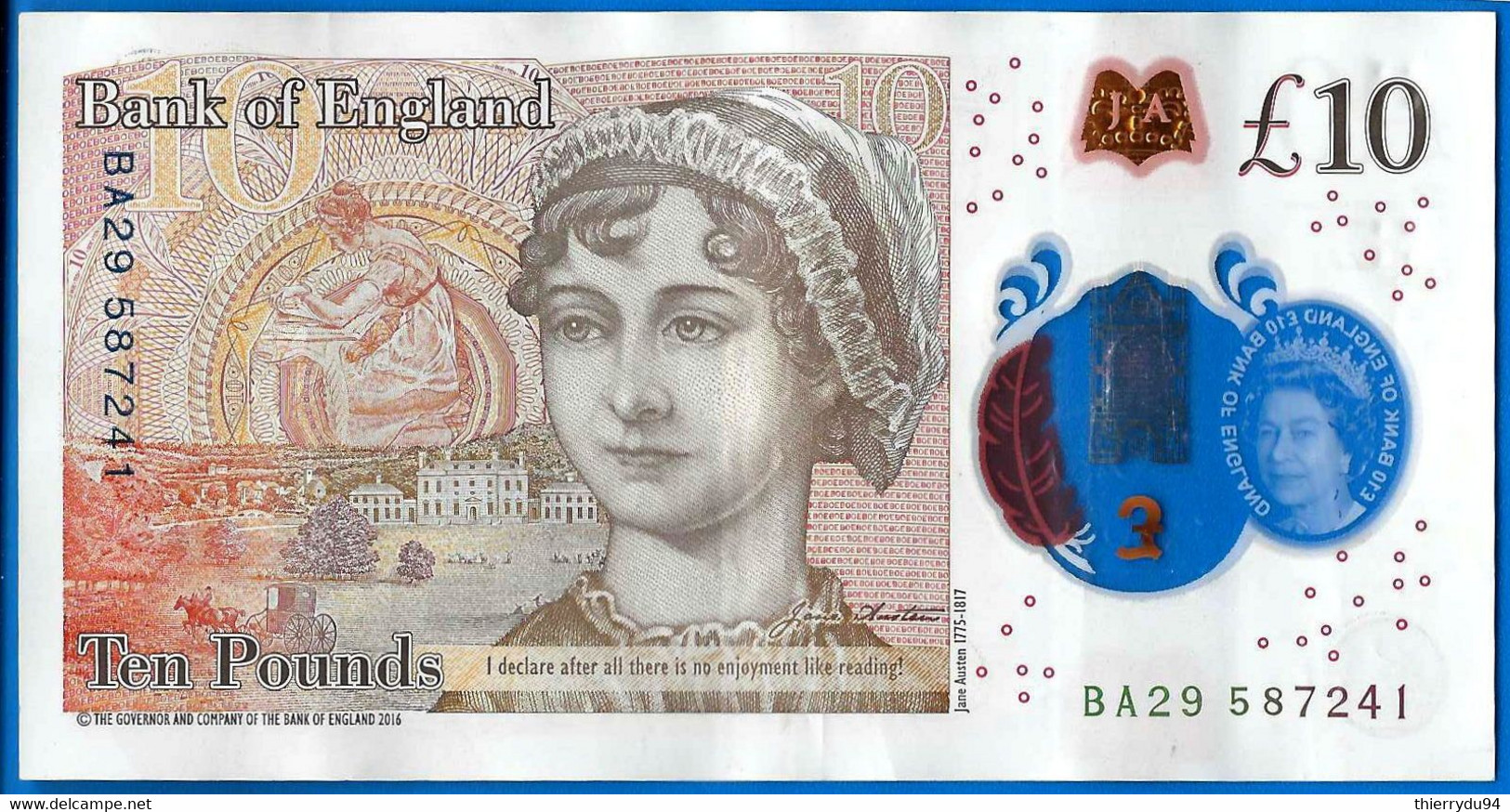 Royaume Uni 10 Pounds 2017 Serie BA Polymer Pound Grande Bretagne Angleterre UK United Kingdom Queen 2 Que Prix + Port - 10 Ponden
