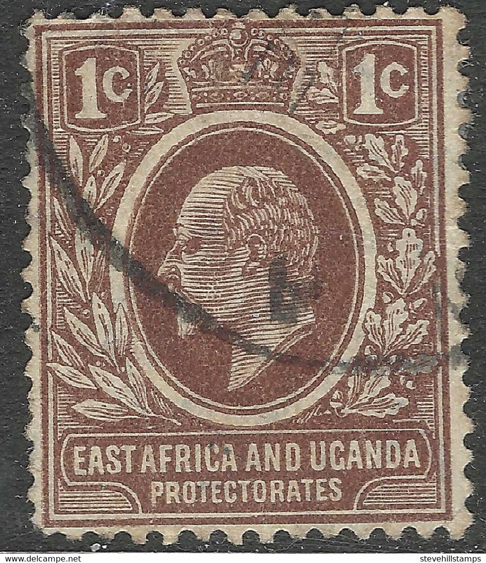 East Africa & Uganda Protectorates. 1907-08 KEVII. New Currency. 1c Used. Mult Crown CA W/M SG 34 - Protectorats D'Afrique Orientale Et D'Ouganda