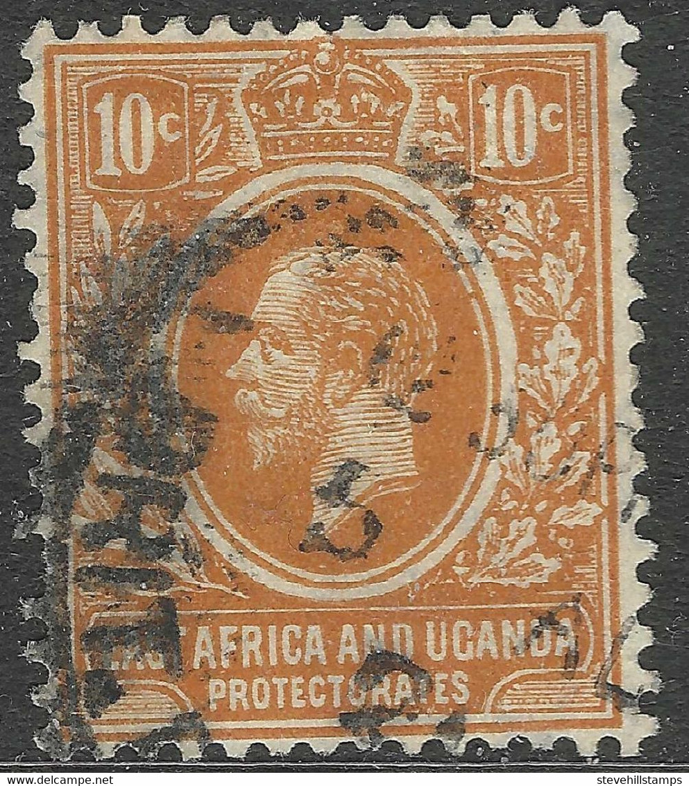 East Africa & Uganda Protectorates. 1912-21 KGV. 10c Used. Mult Crown CA W/M. SG 47 - Protectorados De África Oriental Y Uganda