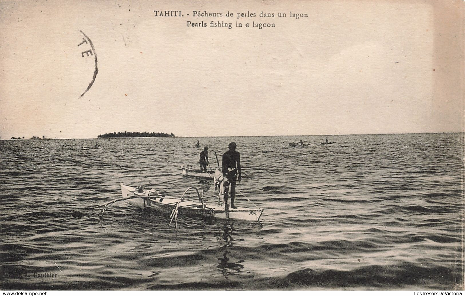 Tahiti - Pêcheurs De Perles Dans Un Lagon - Edit. Gauthier - Animé - Barque - Carte Postale Ancienne - Tahiti