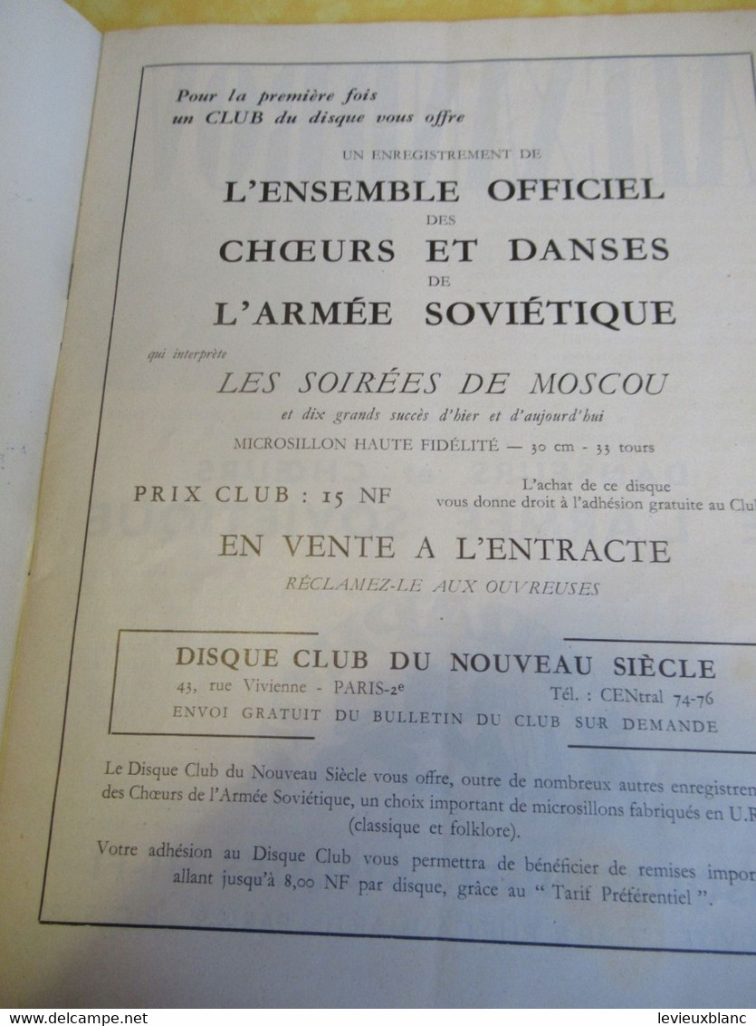 Programme Ancien/Choeurs Et Danses De L'Armée Soviétique/ PALAIS Des Sports//Vers 1960    PROG349 - Programmi