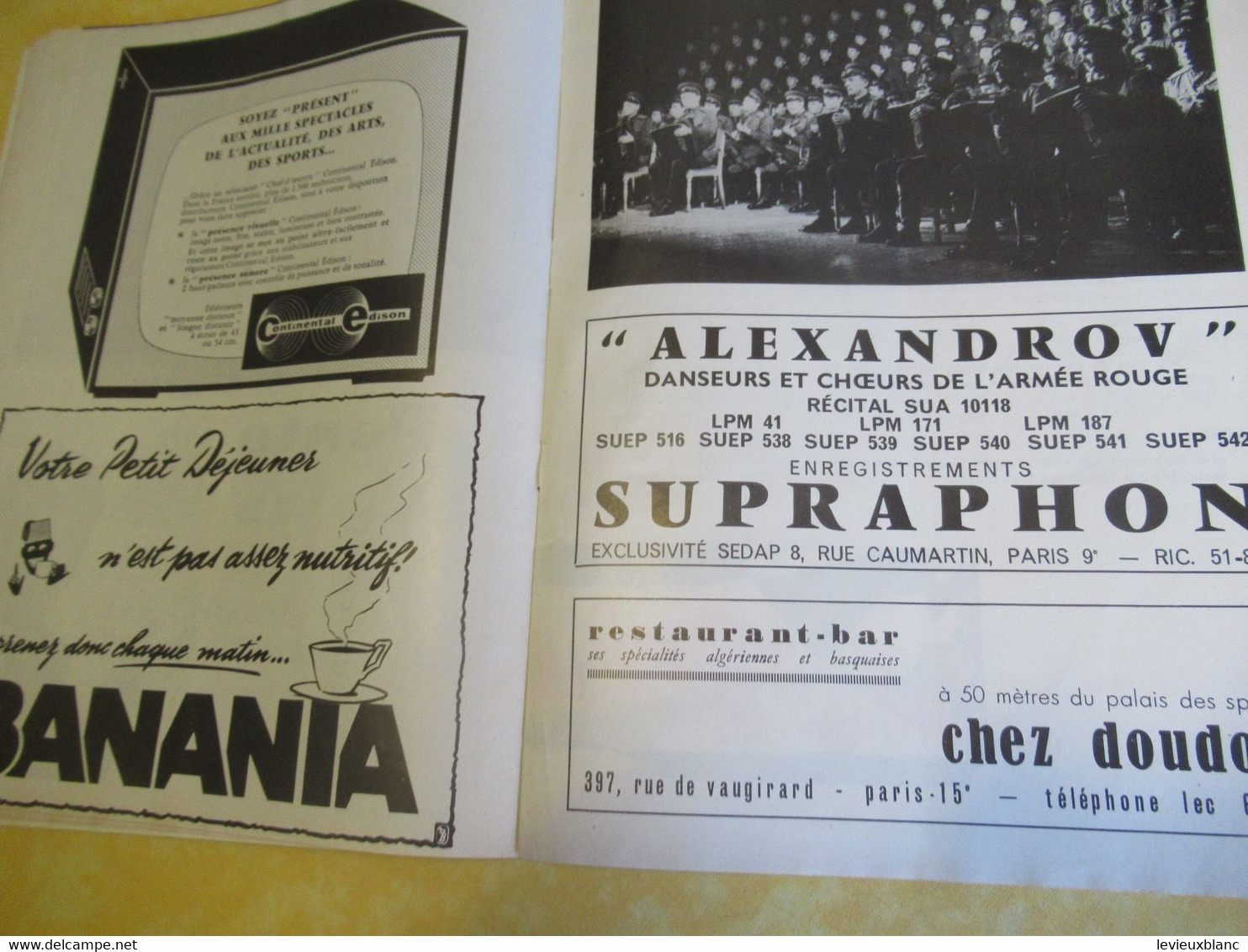 Programme ancien/Choeurs et danses de l'Armée Soviétique/ PALAIS des Sports//Vers 1960    PROG349