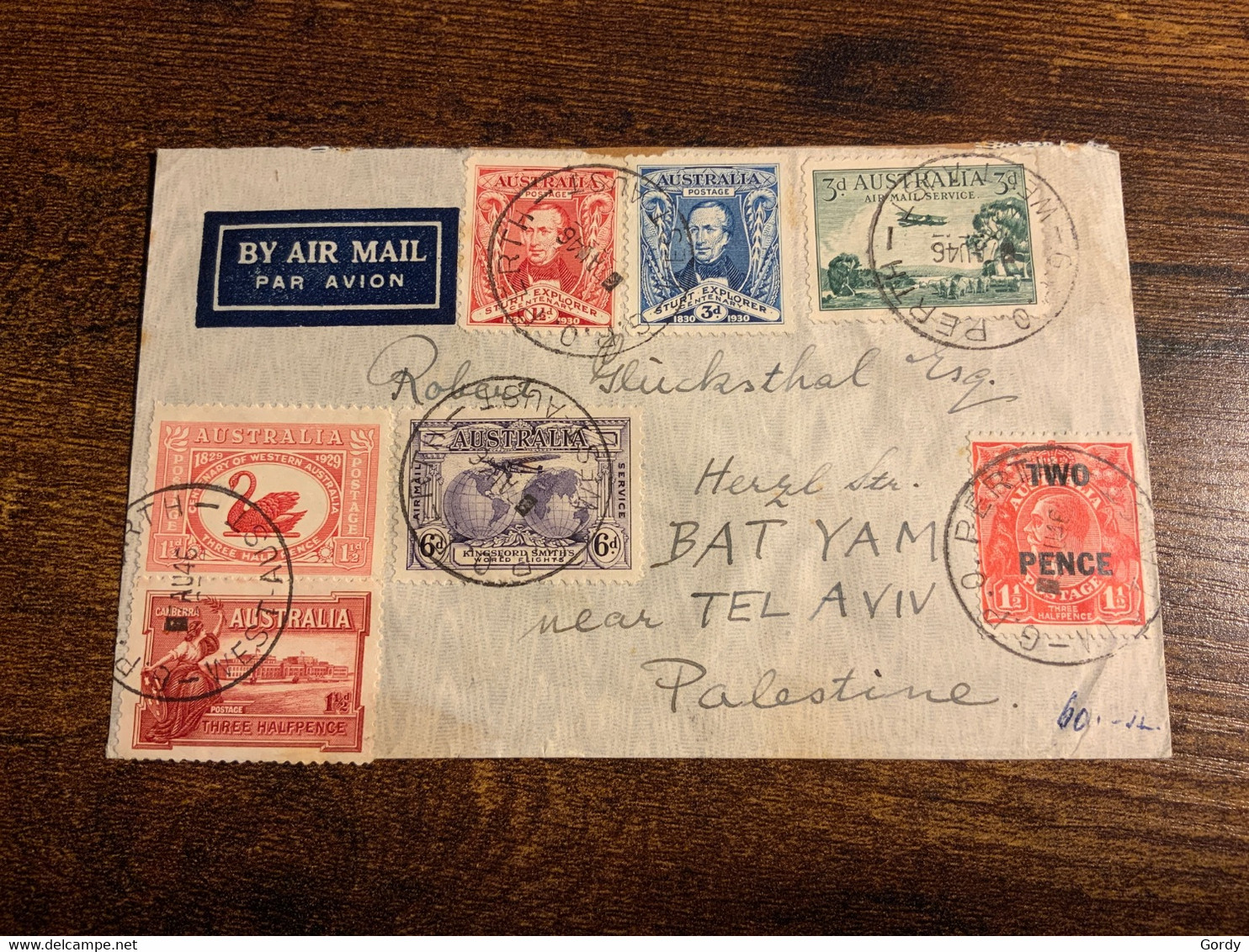 1946 Airmail Cover  Australia To Bat-Yang, Palestine Scarce Destination (C061) - Briefe U. Dokumente