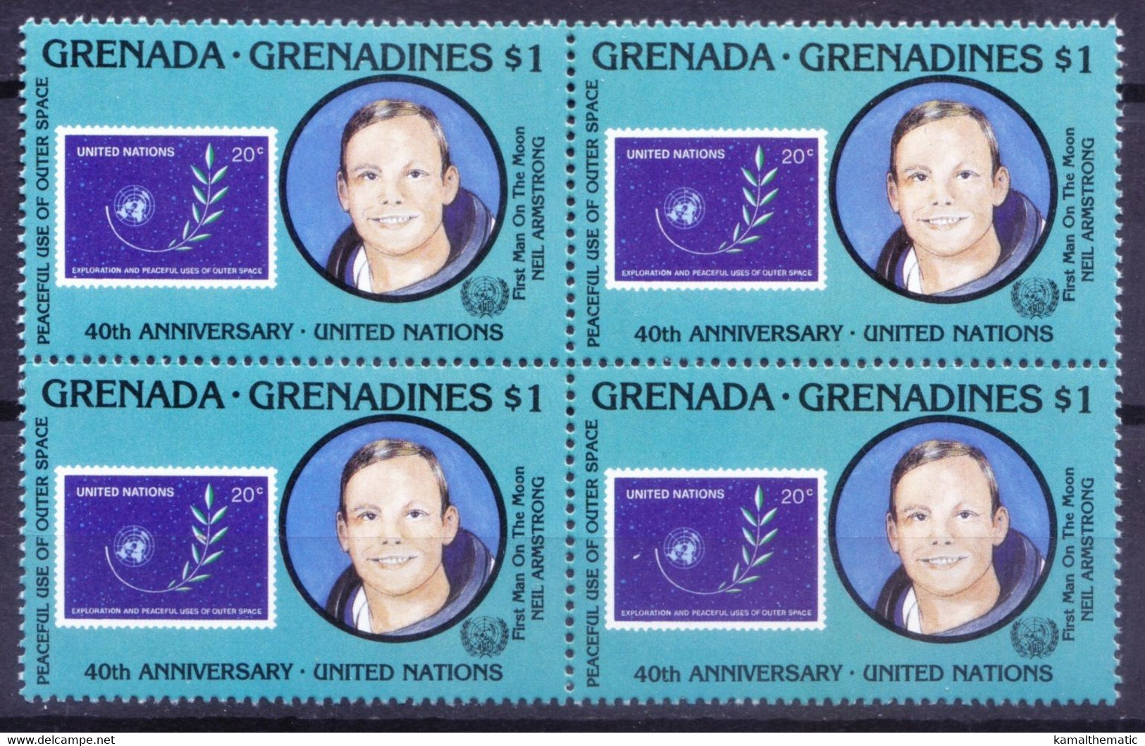 Grenada Gr. 1985 MNH Blk, Neil Armstrong, 1st Man On Moon, Space - Nordamerika