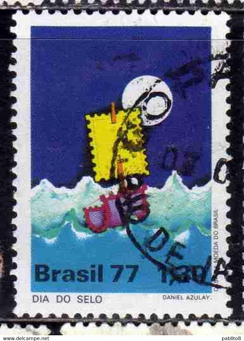 BRAZIL BRASIL BRASILE BRÉSIL 1977 STAMP DAY DIA DO SELLO 1.30cr USED USATO OBLITERE' - Oblitérés