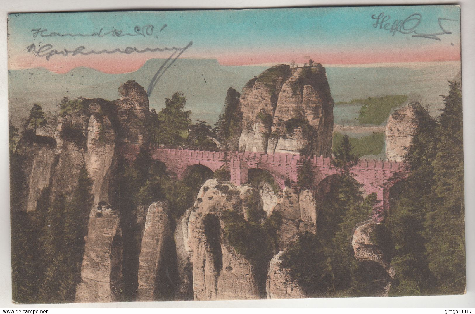 C5155) BASTEI - BASTEIBRÜCKE - Abendrod - Gel. 1924 - Bastei (sächs. Schweiz)