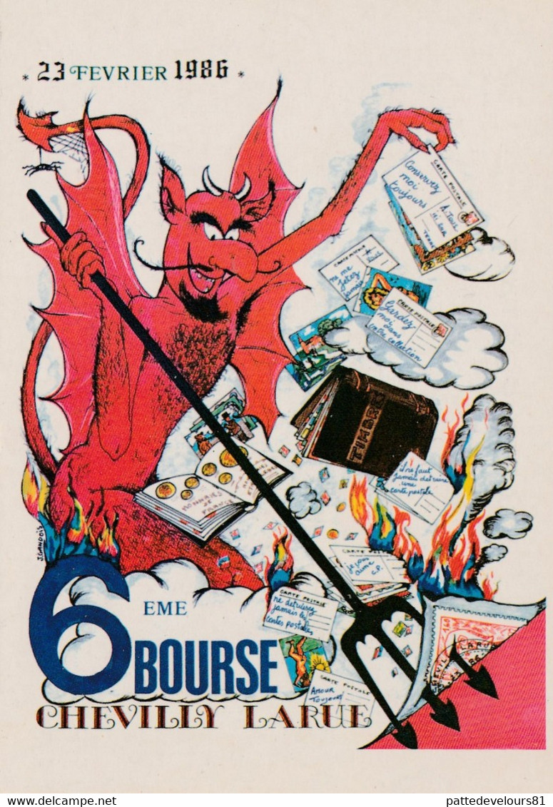 CPM Bourse Et Salon 1986 (91) CHEVILLY LARUE Diable Devil Teufel Diavolo Duivel Tirage Limité Illustrateur - Bourses & Salons De Collections