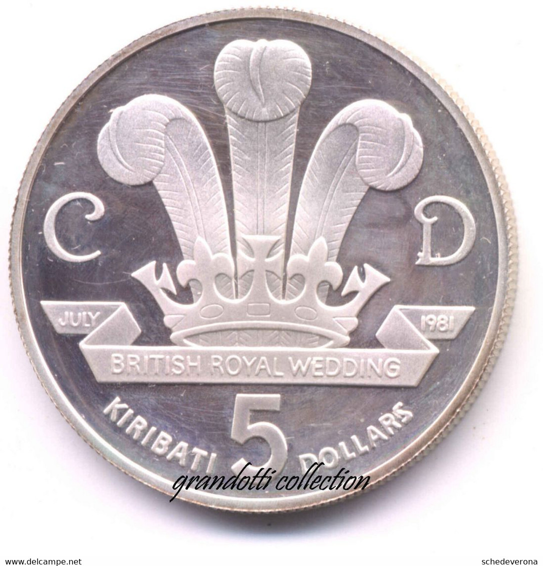 KIRIBATI 5 DOLLARS 1981 CHARLES AND DIANA ANNIVERSARY MONETA ARGENTO FS PROOF - Kiribati