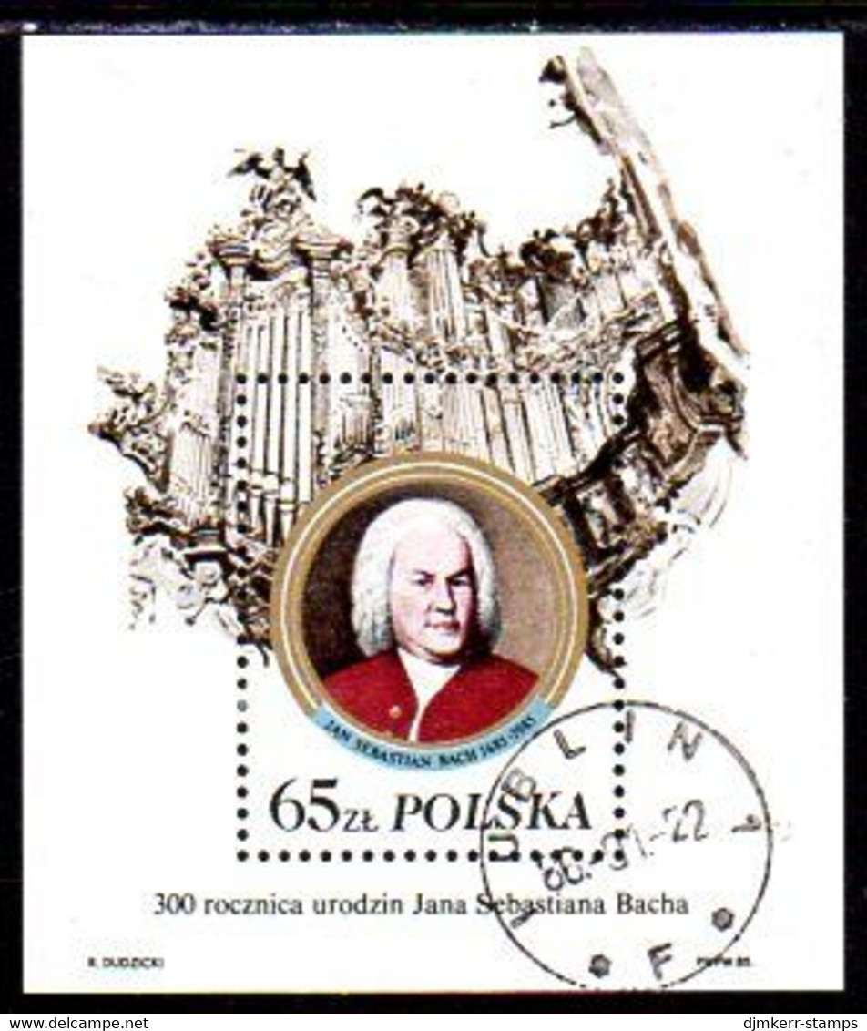 POLAND 1985 Bach Tercentenary Block With Additional Text  Used.  Michel Block 97 II - Used Stamps