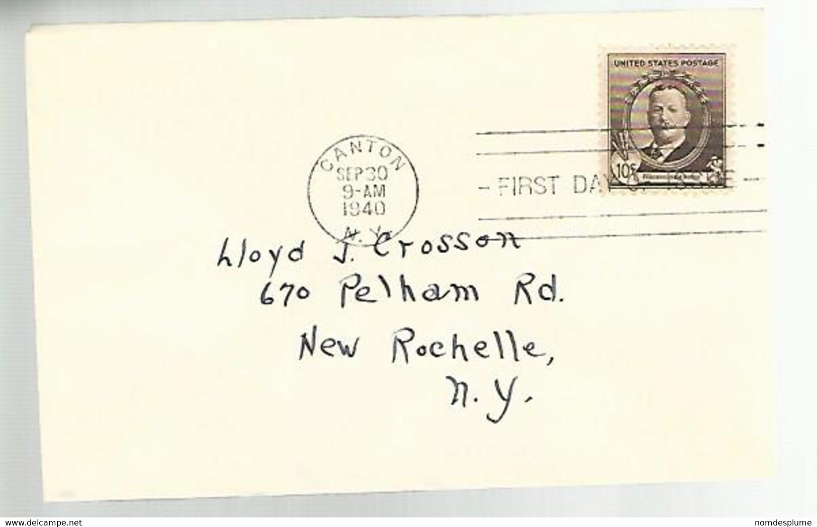 57727) USA First Day Of Issue Canton 1940 Postmark Cancel - 1851-1940