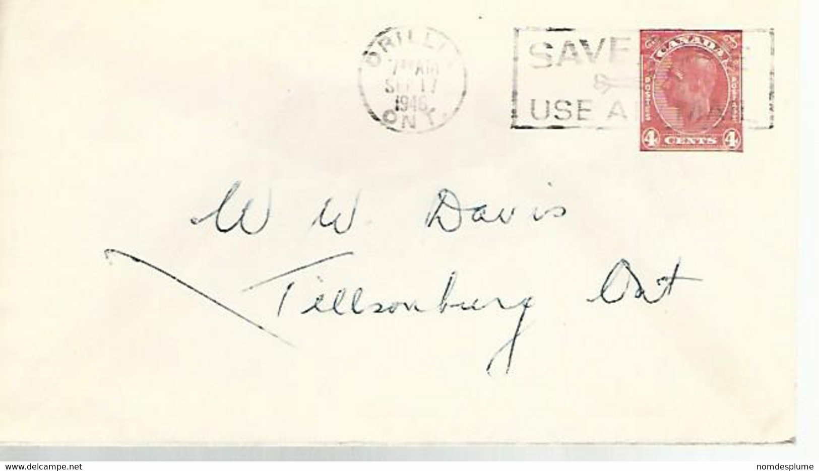 57730) Canada Postal Stationery 1946 Postmark Cancel Slogan - 1903-1954 Könige