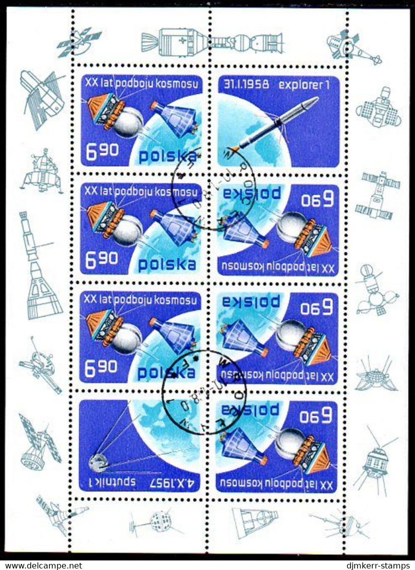 POLAND 1977 Space Exploration Sheetlet Used.  Michel 2539 Kb - Blokken & Velletjes