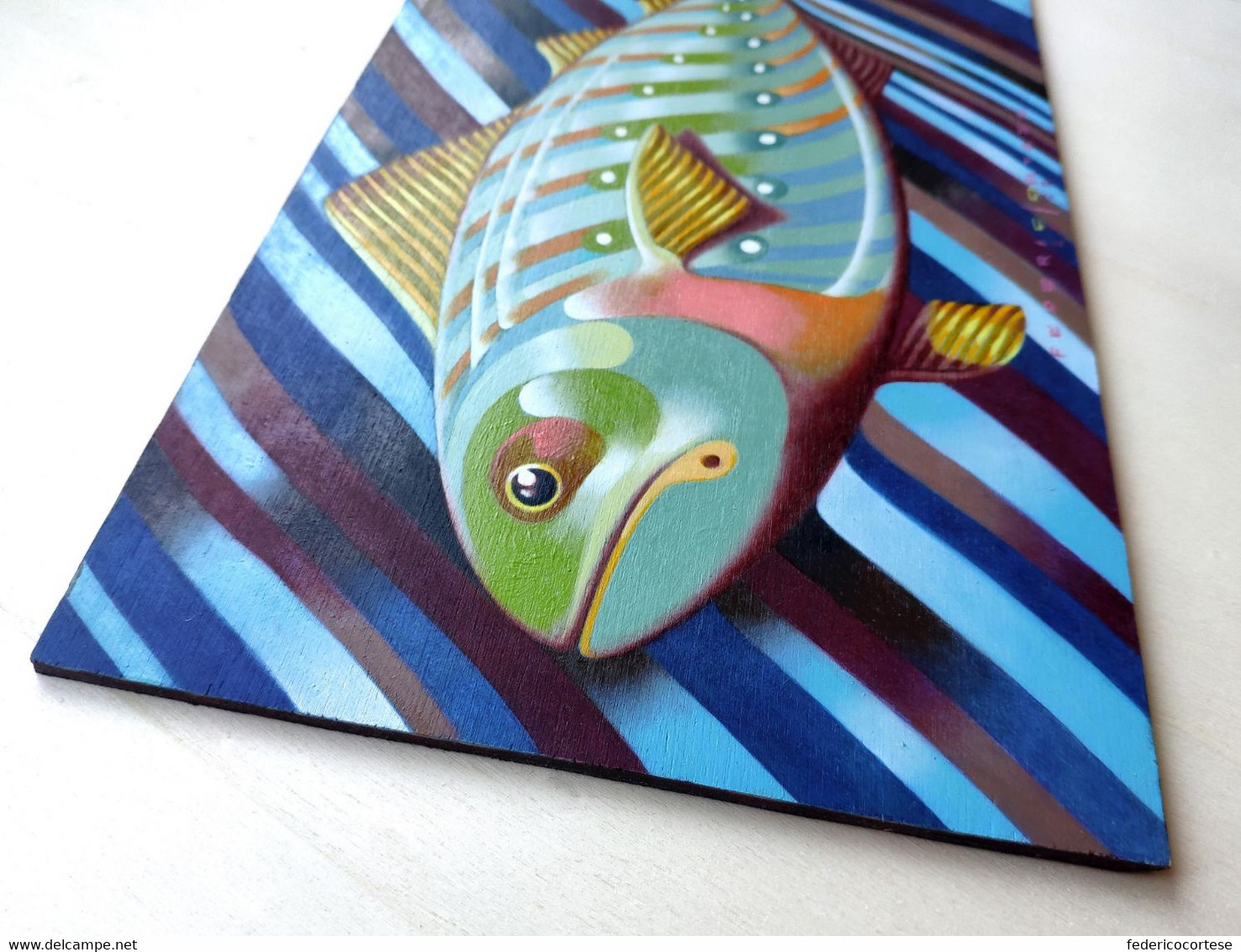 Olio Su Legno / Oil On Wood Panel. Pesciolino / Little Fish - Hedendaagse Kunst
