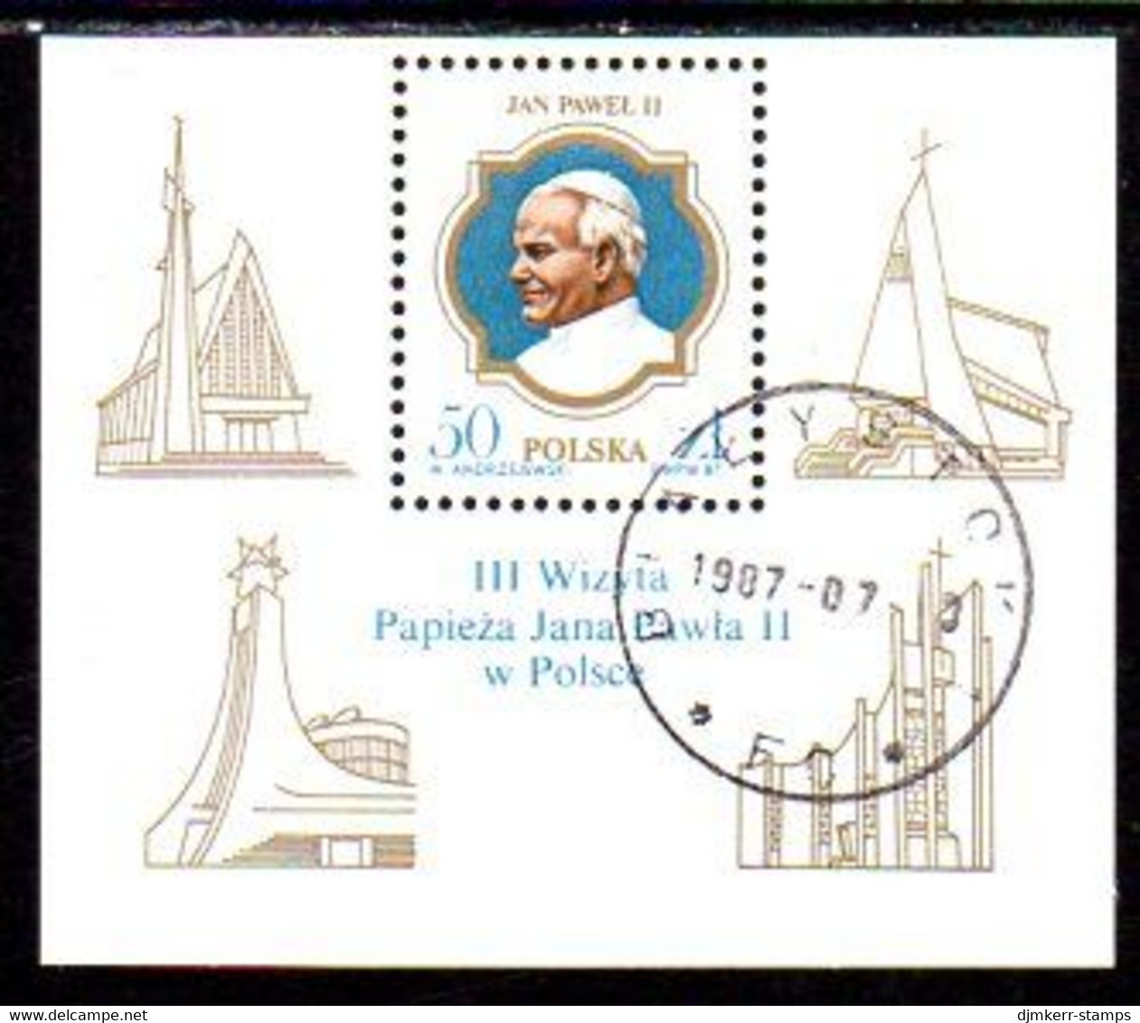POLAND 1987 Papal Visit Block Used.  Michel Block 103 - Used Stamps