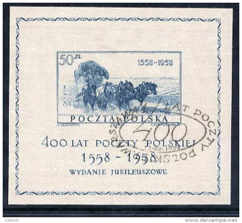 POLAND 1958 400th Anniversary Of Postal Service  Block Used  Michel Block 22 - Used Stamps