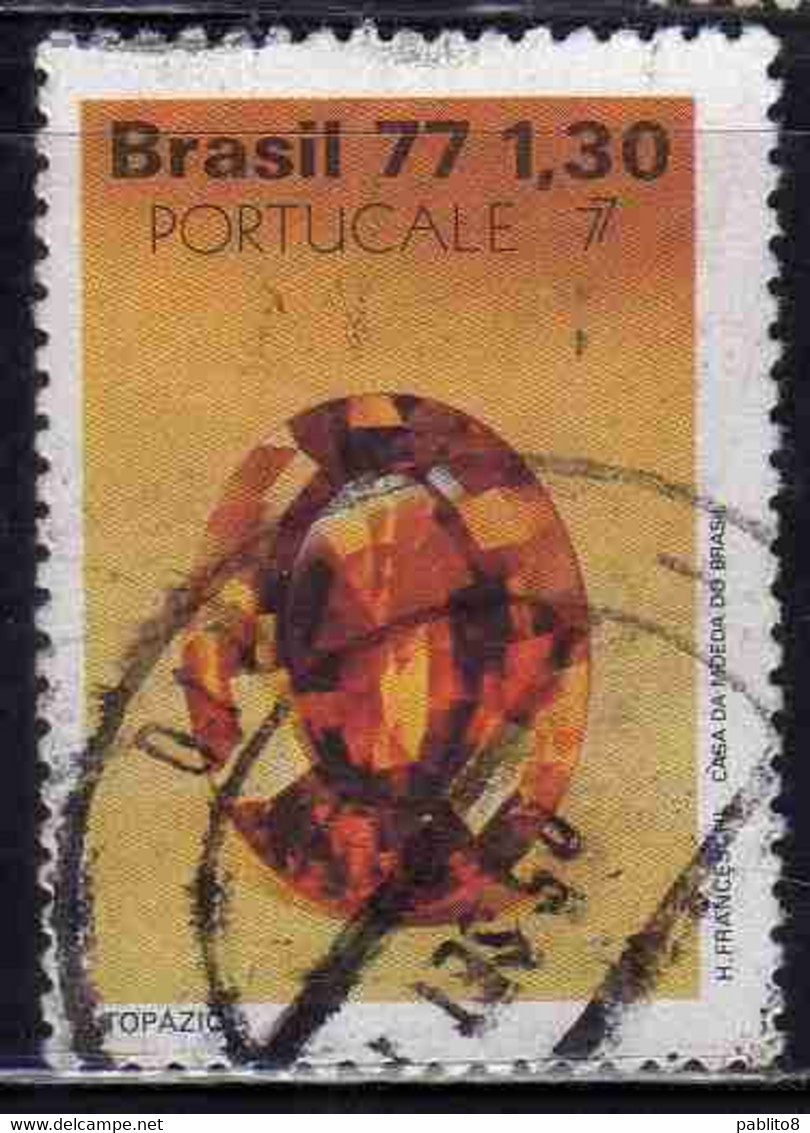 BRAZIL BRASIL BRASILE BRÉSIL 1977 PORTUCALE 77 INTERNATIONAL TOPICAL EXHIBITION PORTO TOPAZ 1.30cr USED USATO OBLITERE' - Used Stamps