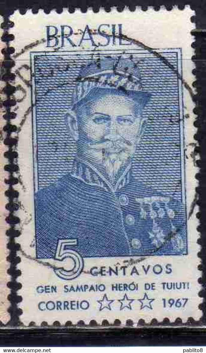 BRAZIL BRASIL BRASILE BRÉSIL 1967 GENERAL ANTONIO DE SAMPAIO 5c USED USATO OBLITERE' - Used Stamps