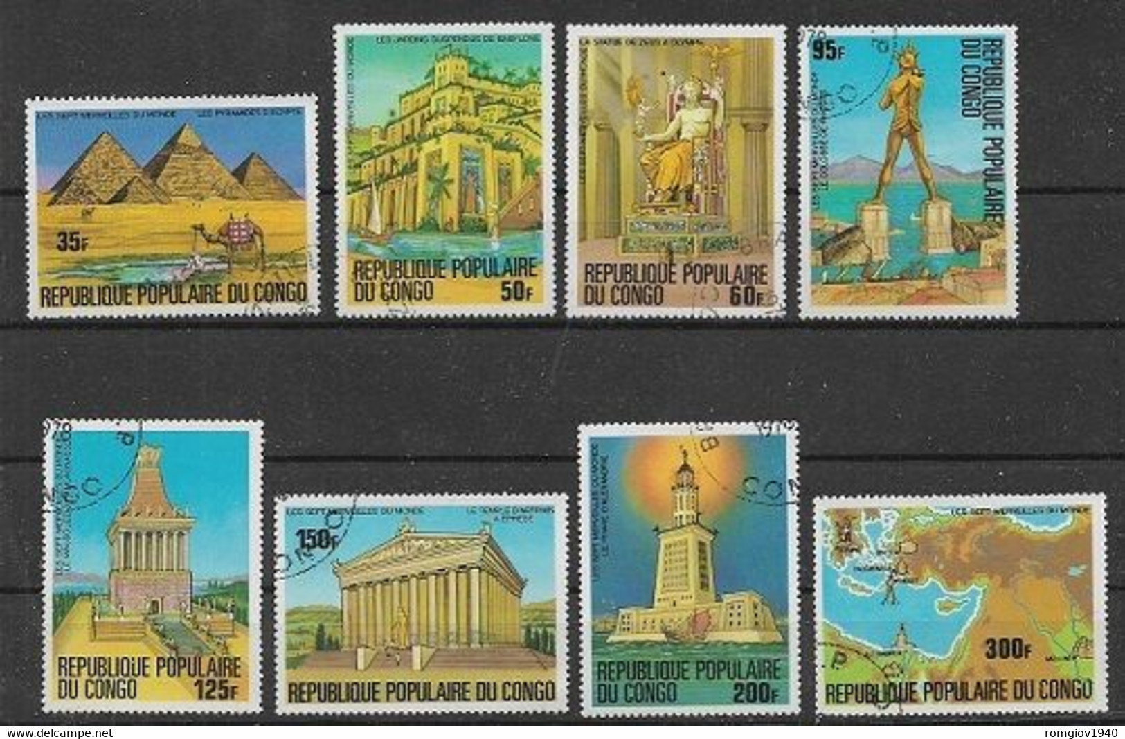 CONGO 1978  LE SETTE MERAVIGLIE DEL MONDO YVERT. 505-512 USATA VF - Autres & Non Classés