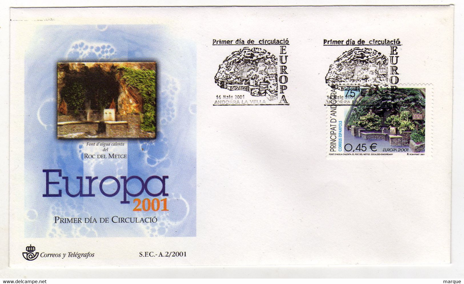 Enveloppe 1er Jour PRINCIPAT D 'ANDORRA Oblitér 16 Maig 2001 - Covers & Documents