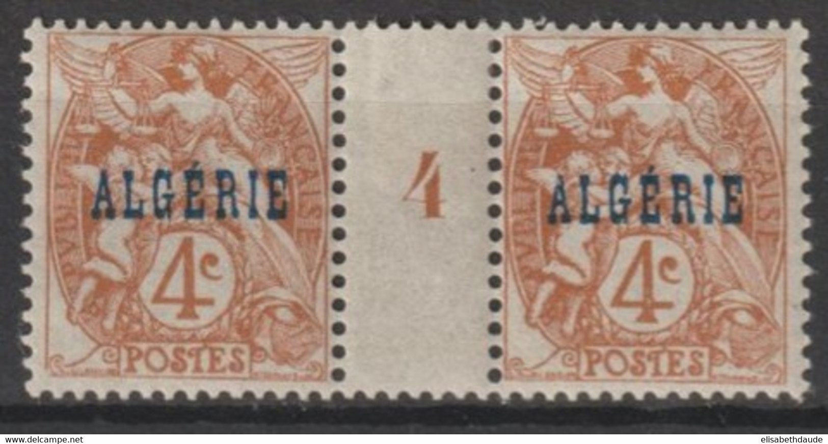 TYPE BLANC - MILLESIME ALGERIE 1924 - YVERT N°5 ** MNH (CHARNIERE SUR LE PONT) - COTE = 17 EUR - Ungebraucht